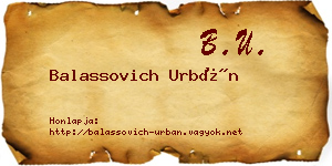 Balassovich Urbán névjegykártya